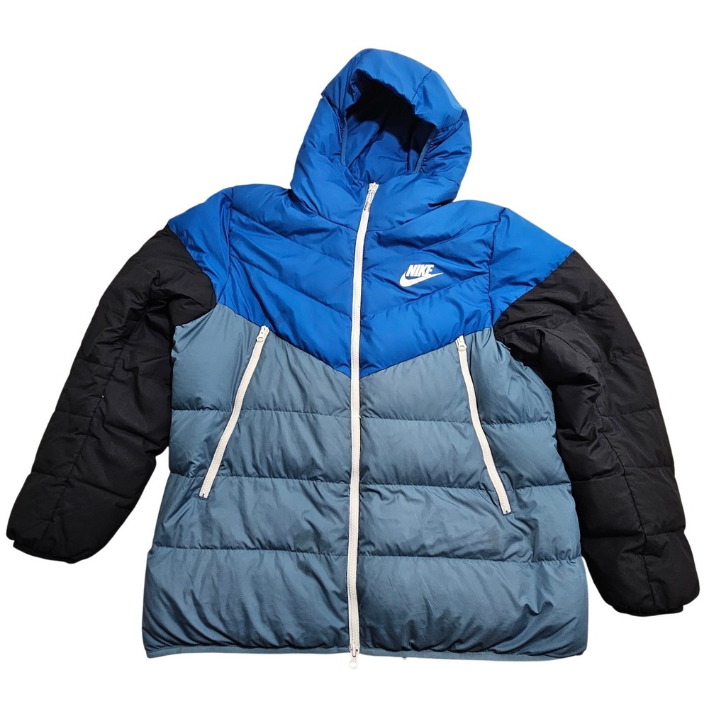 Nike Mens Windrunner Down Fill Puffer Jacket Blue Black Grey XL‎ 928833-486 *